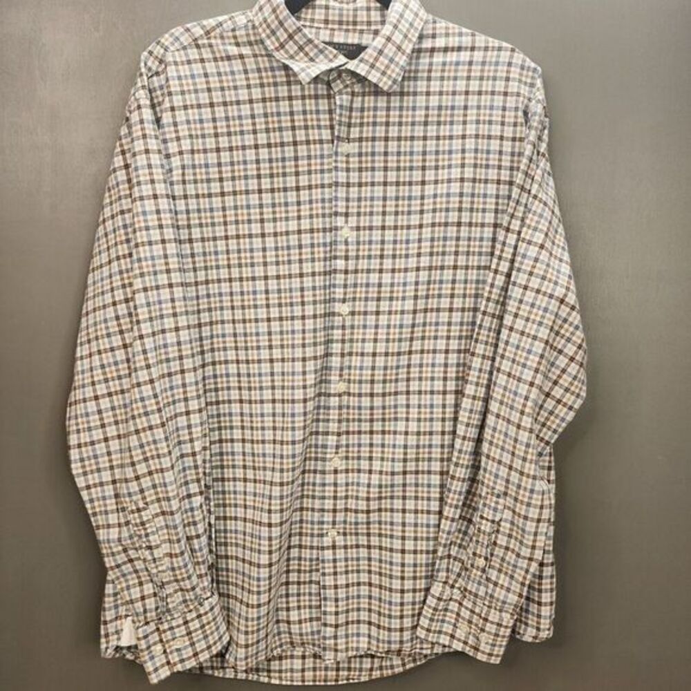 The Men's Store at Bloomingdale's Long Sleeve‎ Plaid Button Front Shirt Size XL